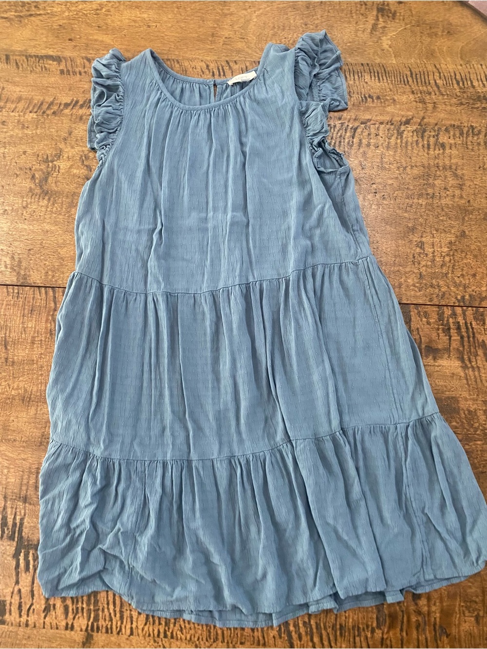 Loft Blue Tiered Babydoll Dress Size Small